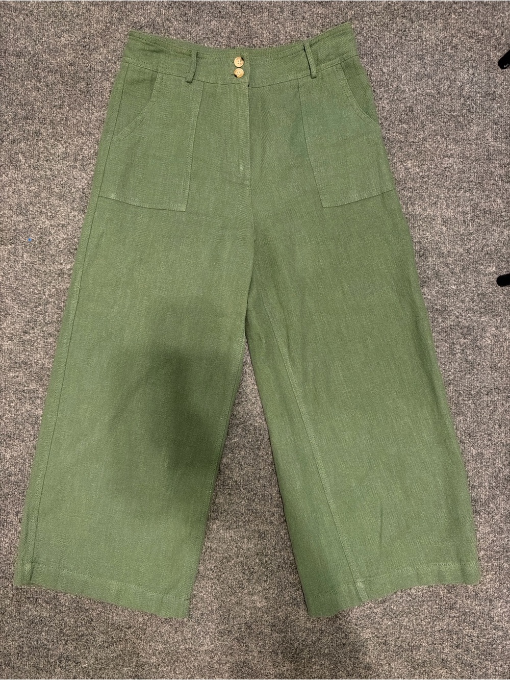 Women’s Olive Green Wide-Leg Linen Pants